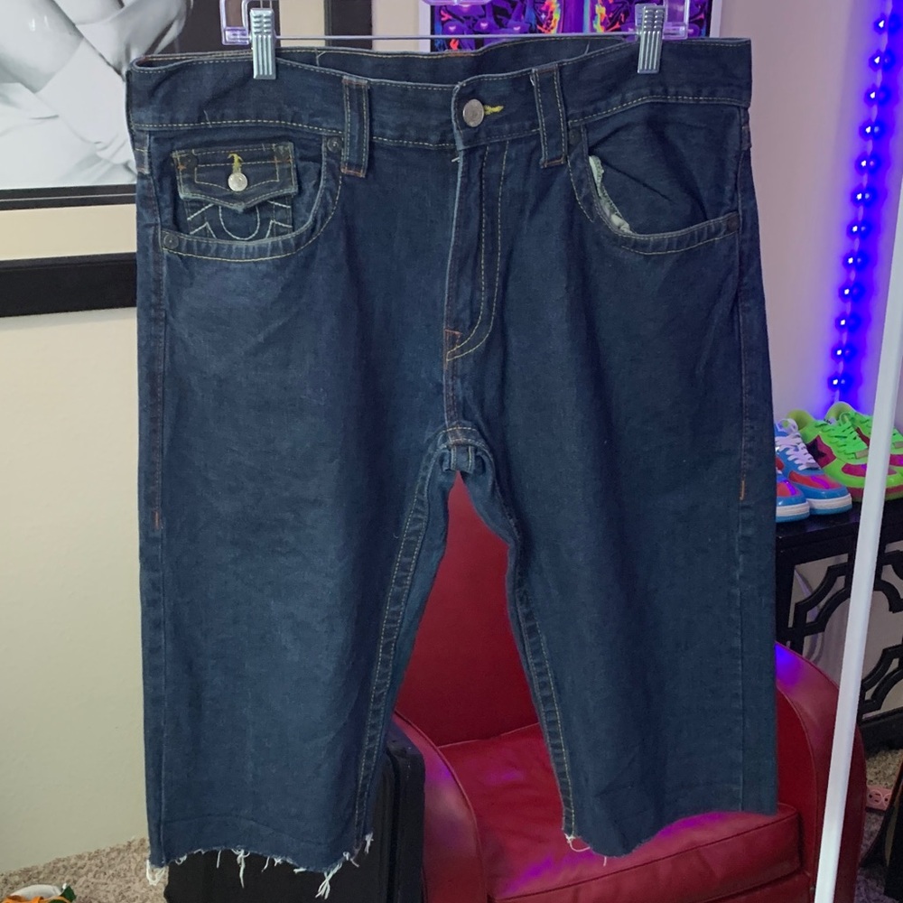 Vintage True Religion Ricky Dark Blue Jean Shorts